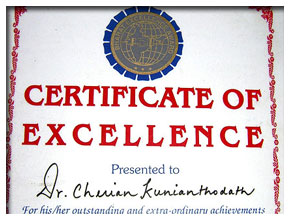 Certificate of Excellenece